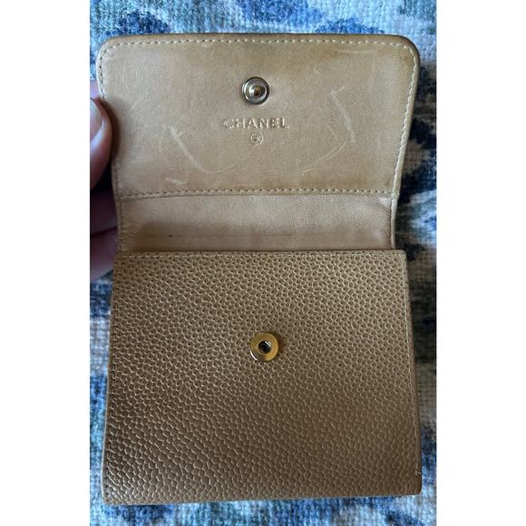 Chanel Beige Caviar CC Logo Trifold Compact Wallet - Picture 5 of 11